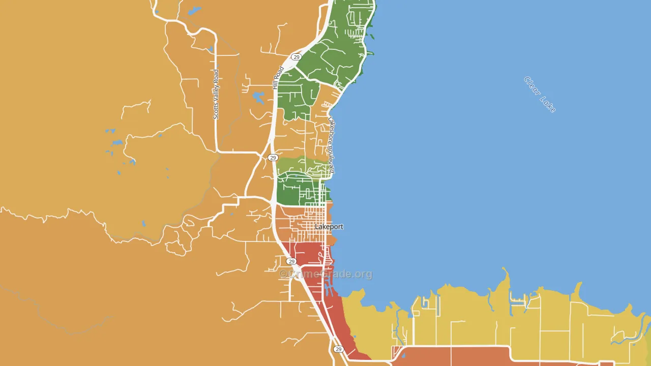 Lakeport, CA Map of Vandalism Rates