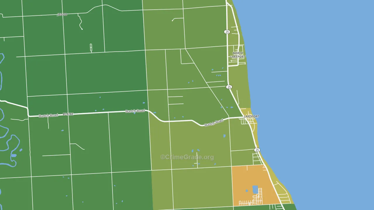 Lakeport, MI Map of Vandalism Rates
