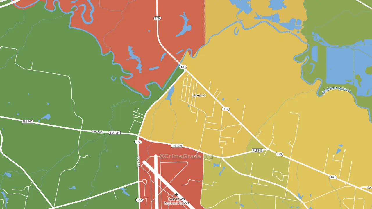 Lakeport, TX Map of Vandalism Rates
