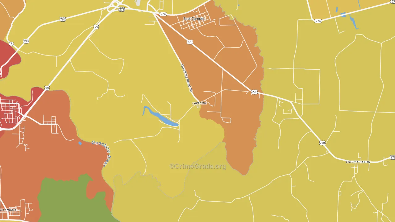 Lakeside, AR Map of Vandalism Rates