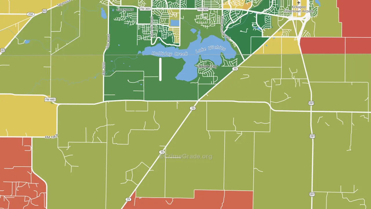Lakeside City, TX Map of Vandalism Rates