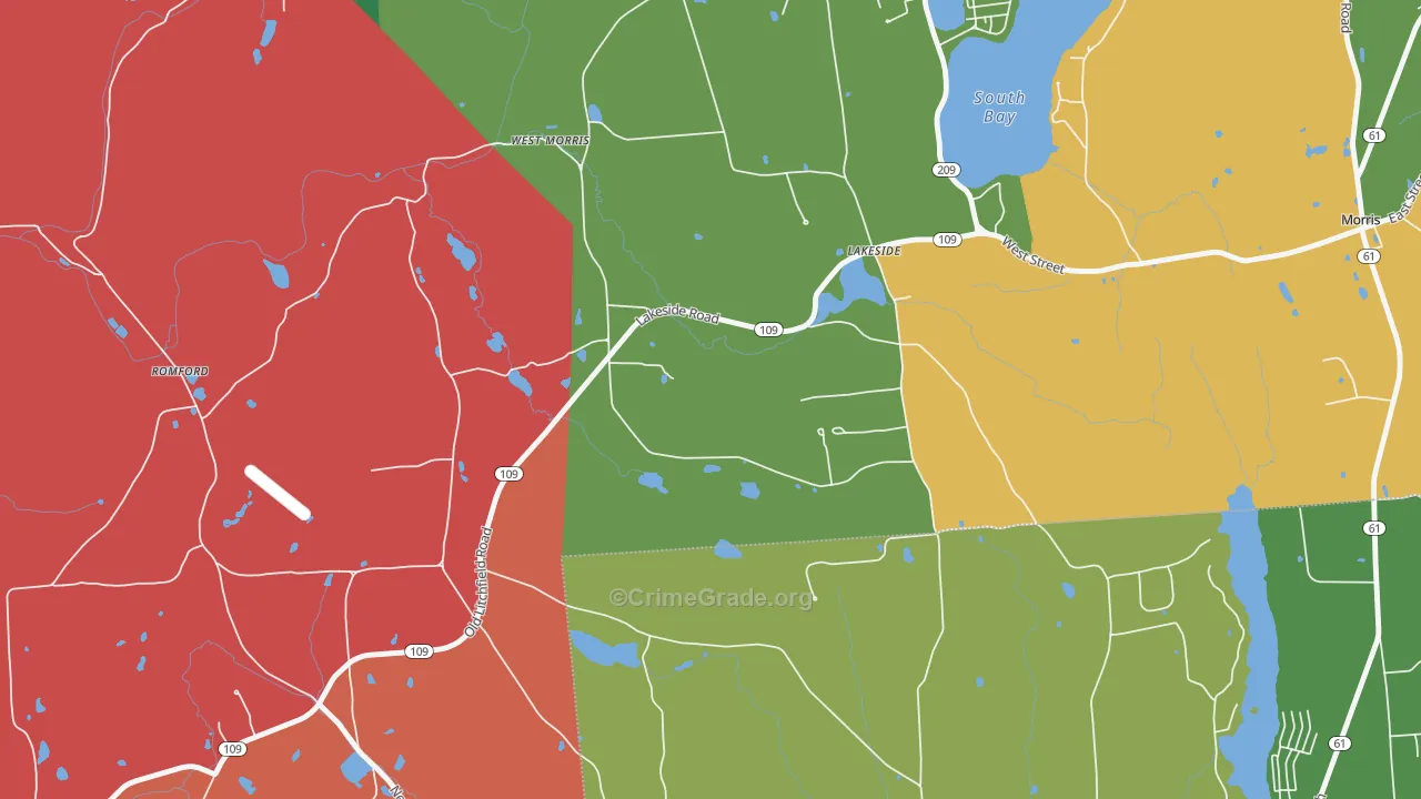 Lakeside, CT Map of Vandalism Rates