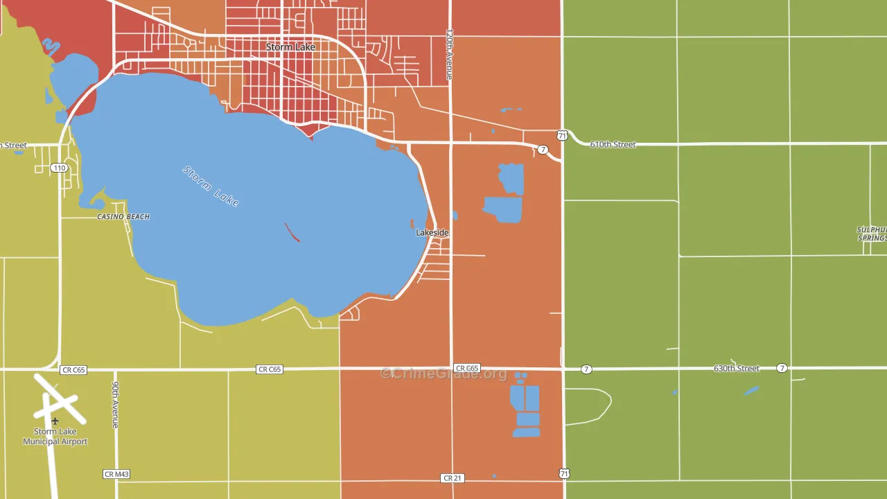 Lakeside, IA Map of Vandalism Rates