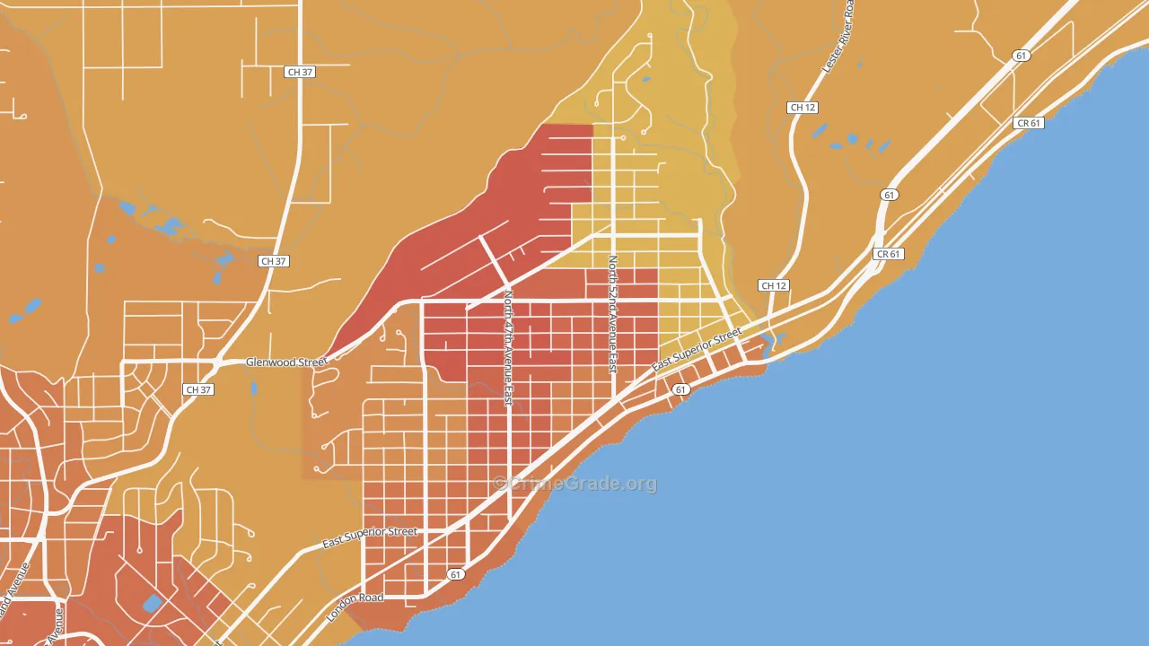 Lakeside-Lester Park, Duluth, MN Map of Vandalism Rates