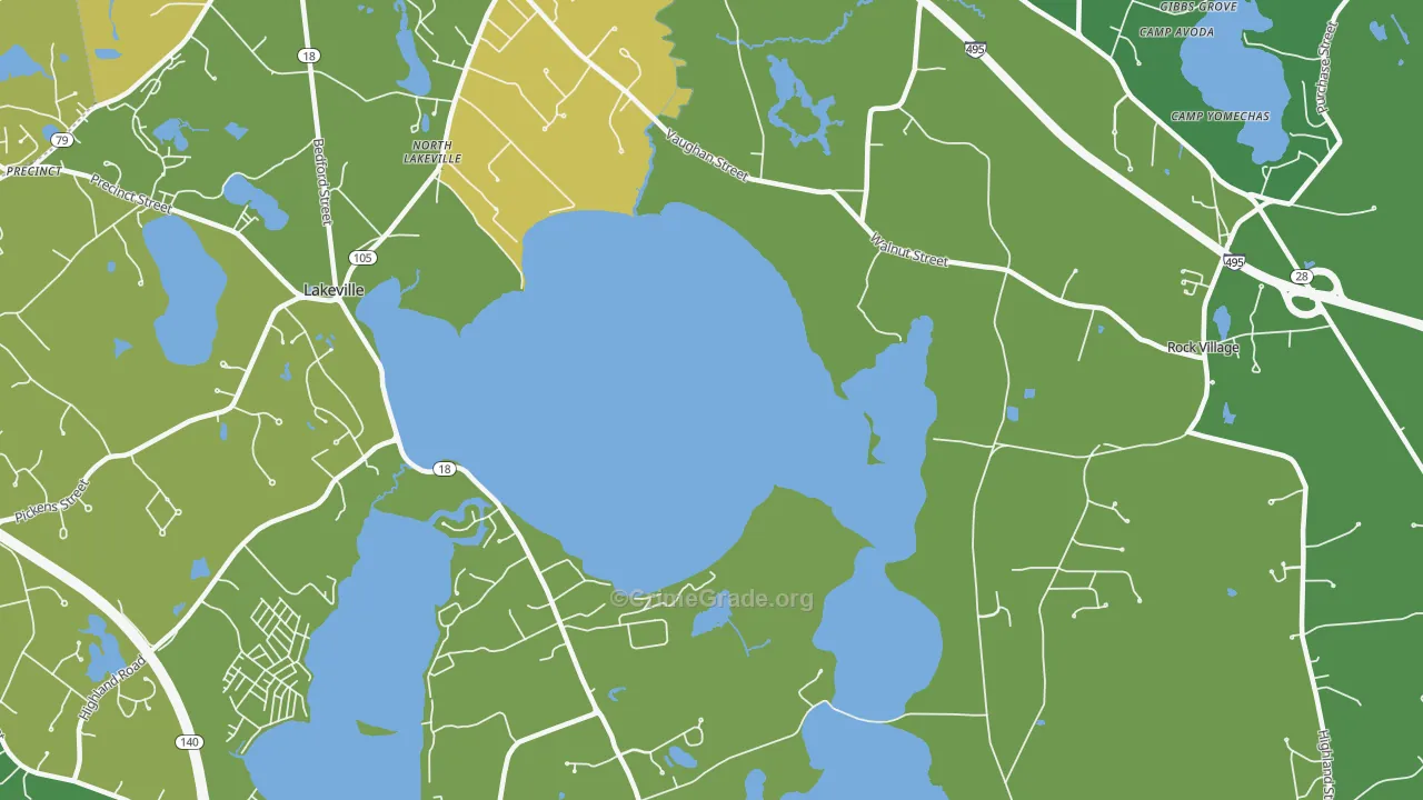 Lakeside, MA Map of Vandalism Rates