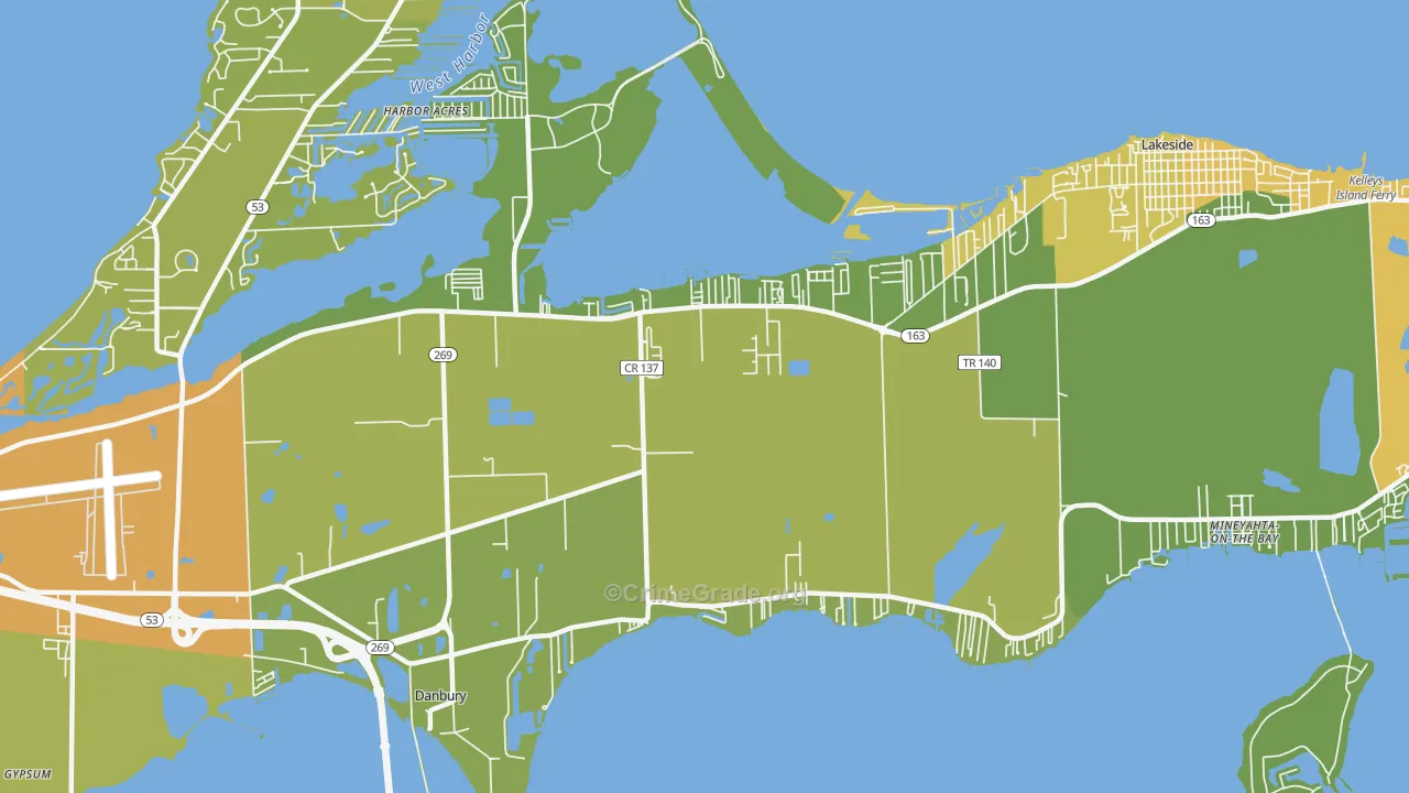Lakeside-Marblehead, OH Map of Vandalism Rates