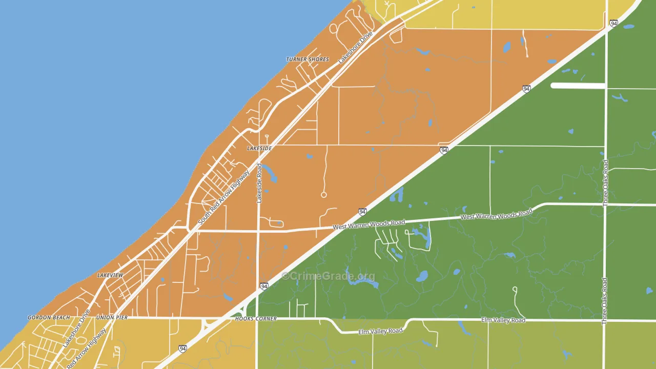 Lakeside, MI Map of Vandalism Rates