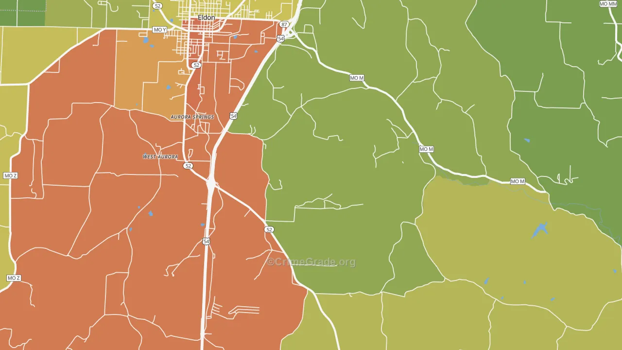 Lakeside, MO Map of Vandalism Rates