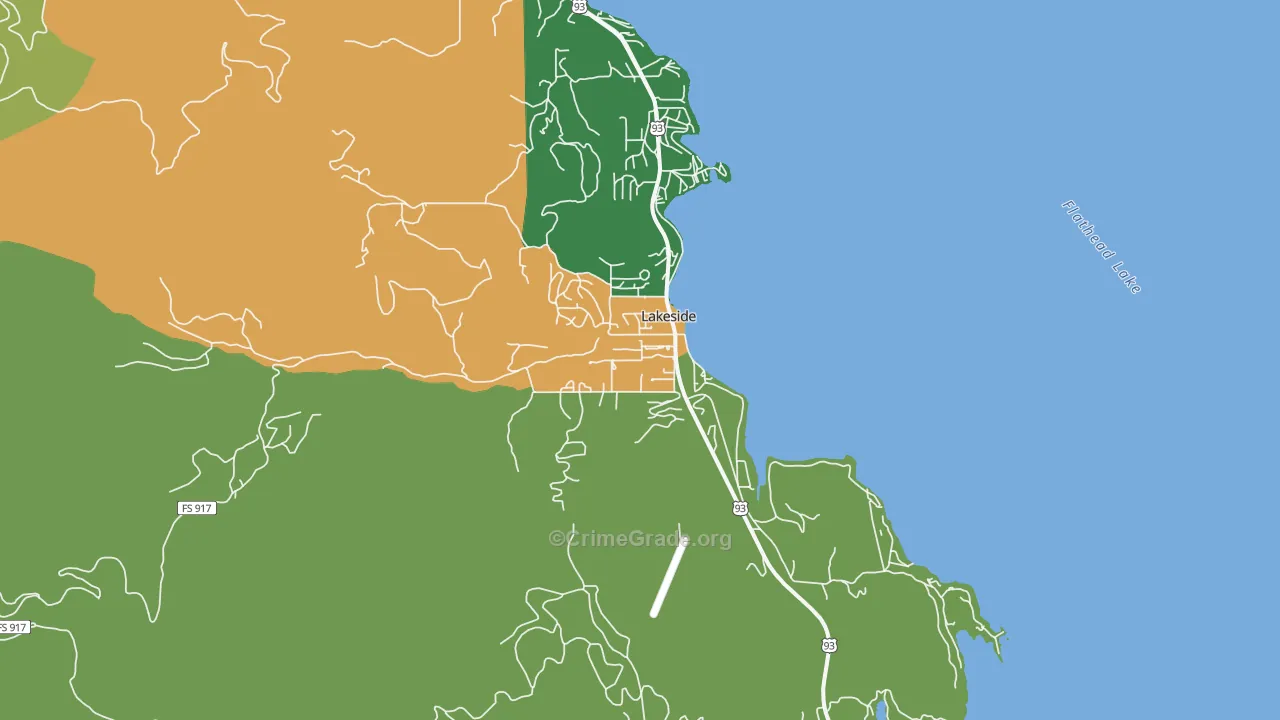 Lakeside, MT Map of Vandalism Rates