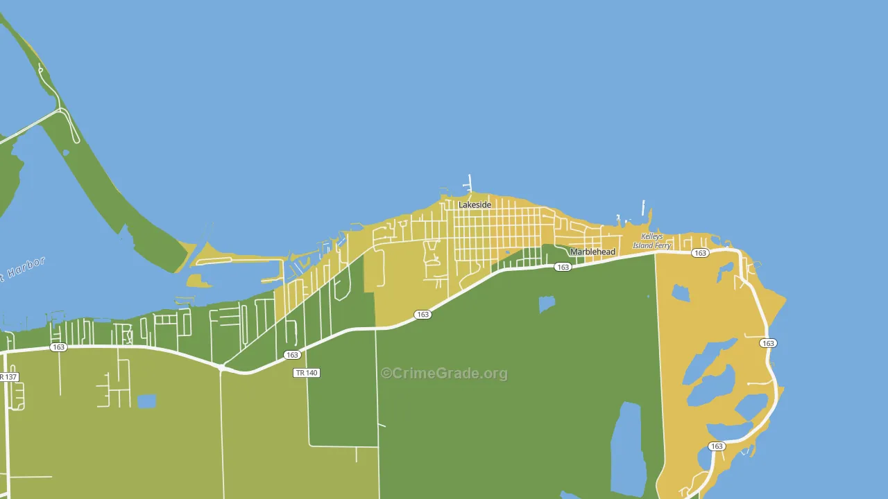 Lakeside, OH Map of Vandalism Rates