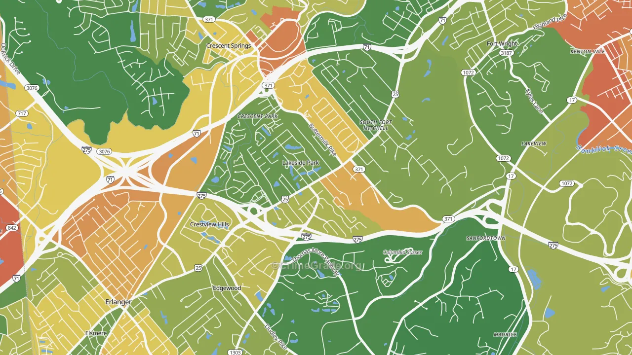 Lakeside Park, KY Map of Vandalism Rates