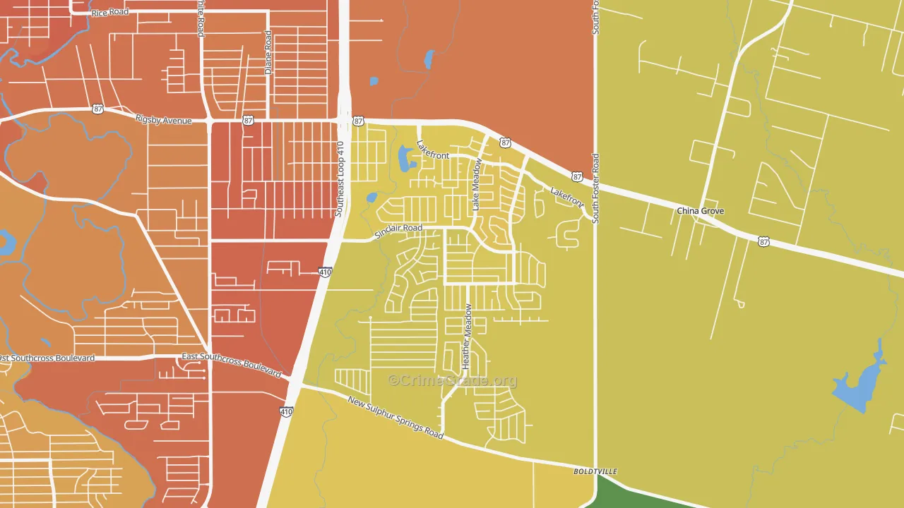 Lakeside, San Antonio, TX Map of Vandalism Rates
