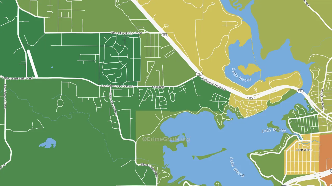 Lakeside, TX Map of Vandalism Rates