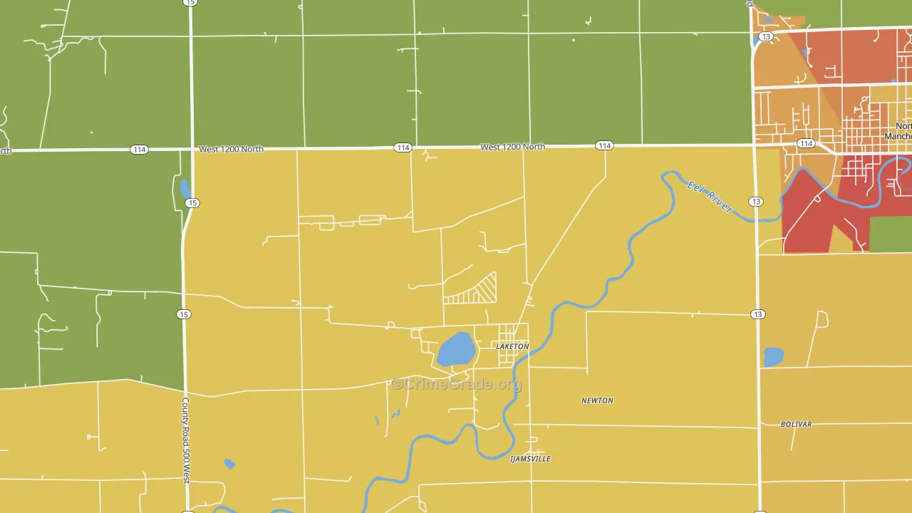 Laketon, IN Map of Vandalism Rates