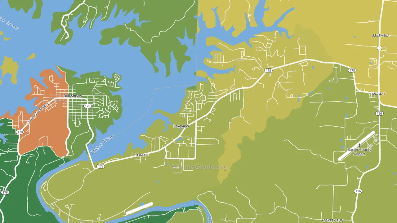 Lakeview, AR Map of Vandalism Rates
