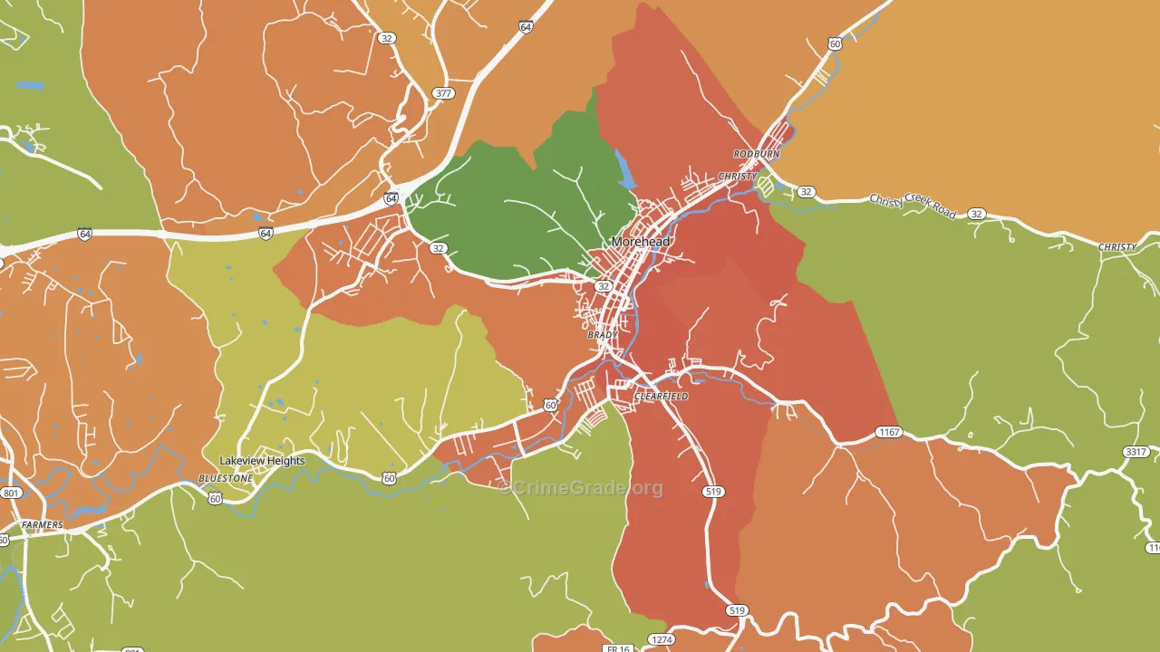 Lakeview Heights, KY Map of Vandalism Rates