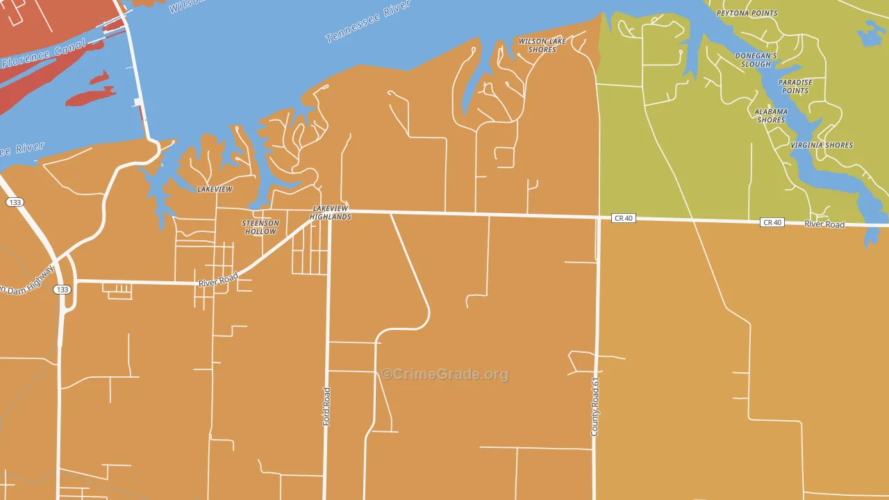 Lakeview Highlands, AL Map of Vandalism Rates