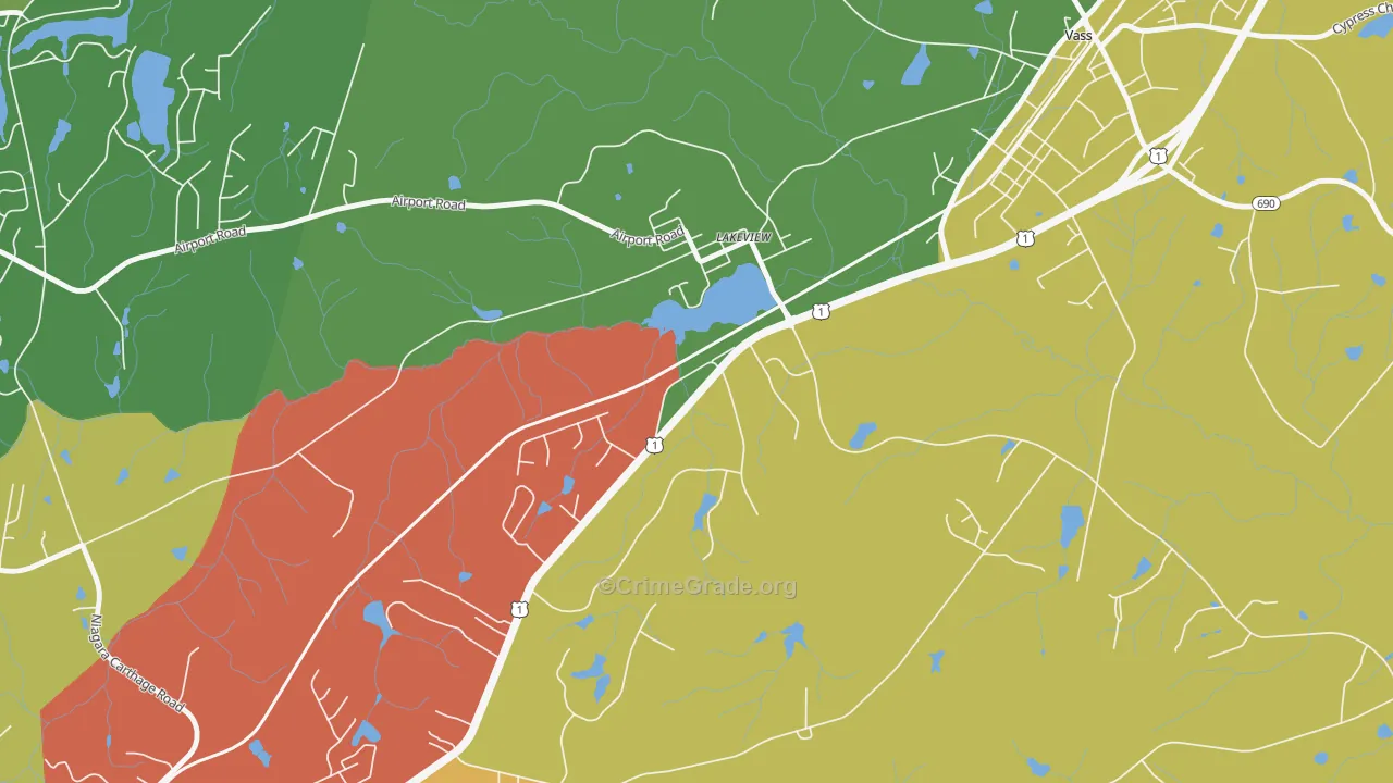 Lakeview, NC Map of Vandalism Rates