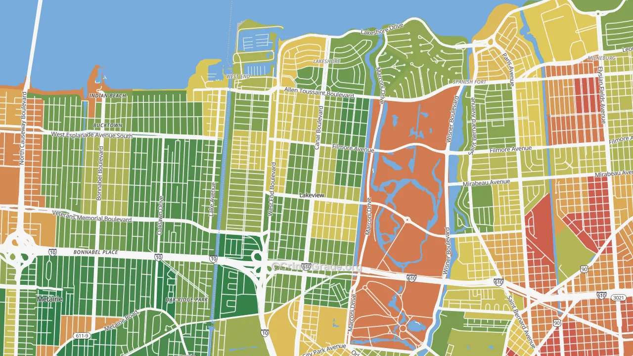 Lakeview, New Orleans, LA Map of Vandalism Rates