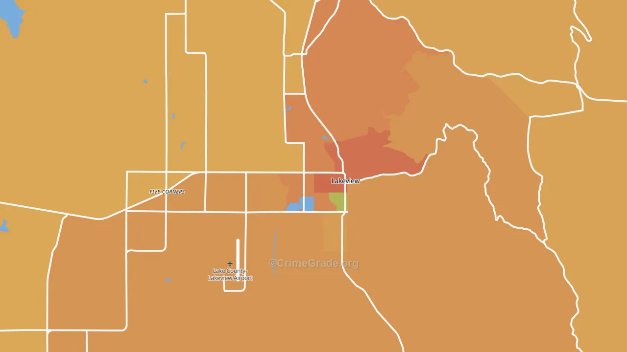 Lakeview, OR Map of Vandalism Rates