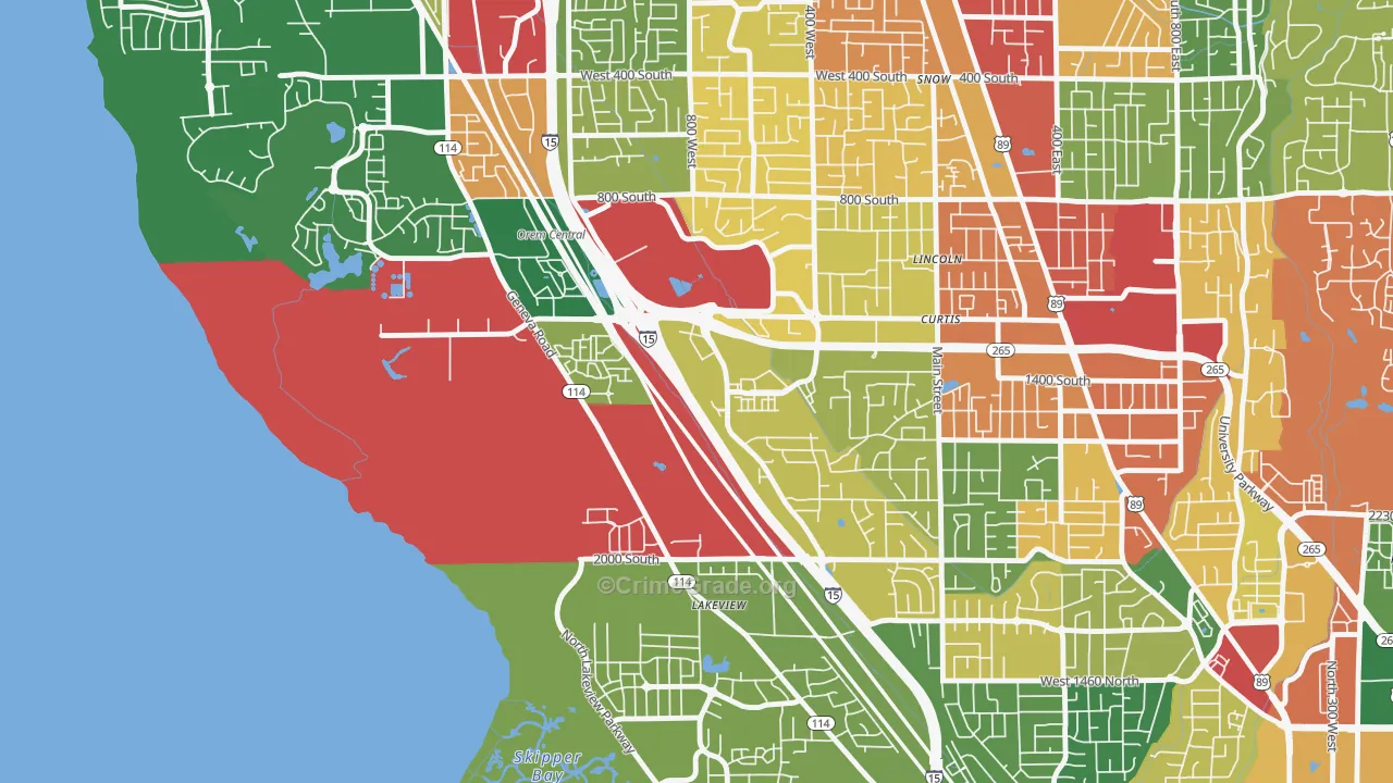 Lakeview, Orem, UT Map of Vandalism Rates