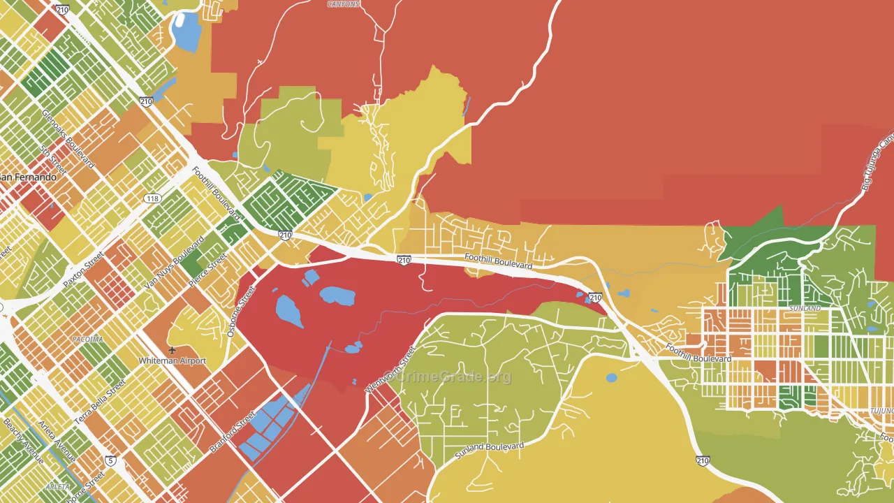 Lakeview Terrace, Sylmar, CA Map of Vandalism Rates