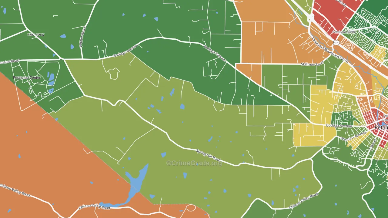 Lakeville, CA Map of Vandalism Rates