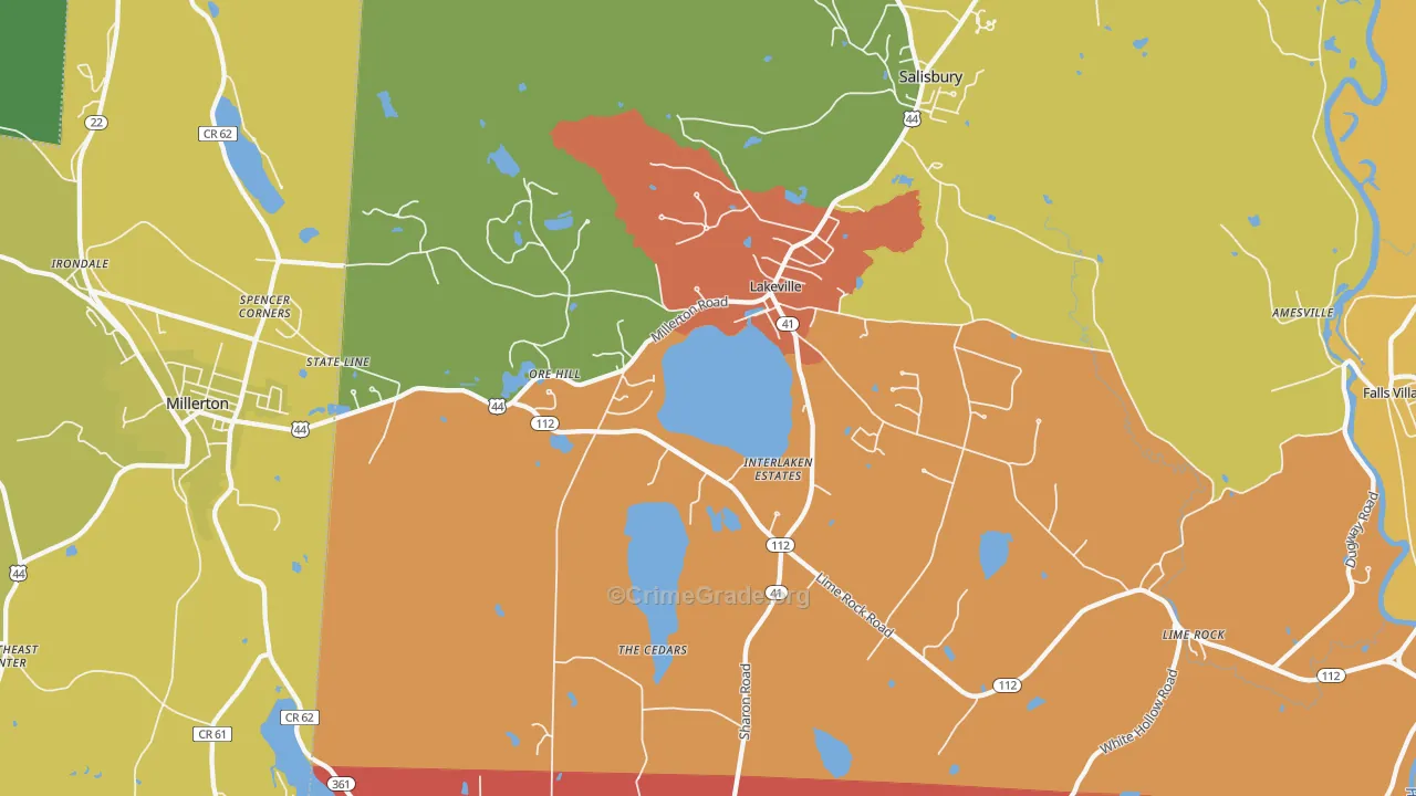 Lakeville, CT Map of Vandalism Rates