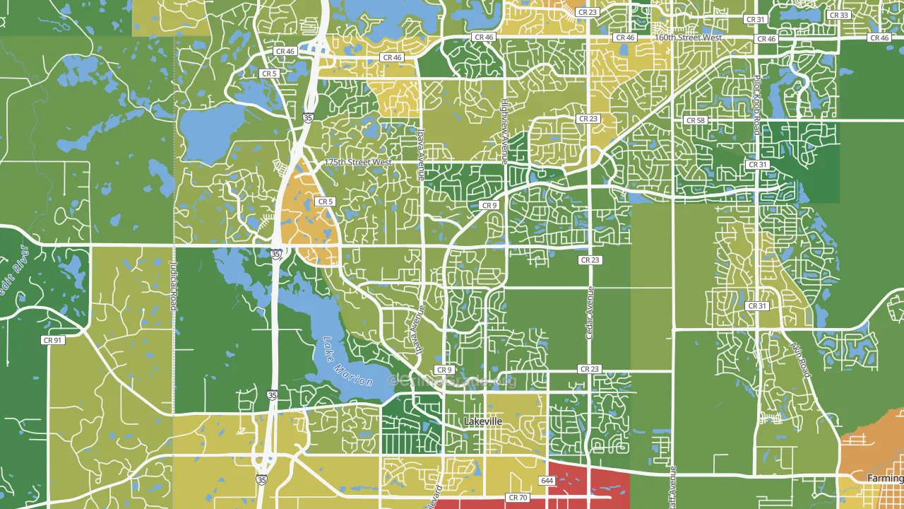 Lakeville, MN Map of Vandalism Rates