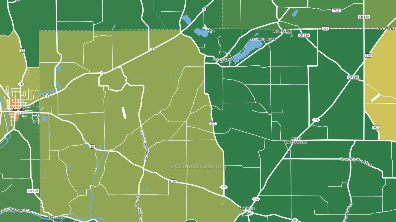 Lakeville, OH Map of Vandalism Rates