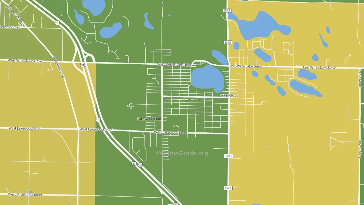 Lakewood Club, MI Map of Vandalism Rates