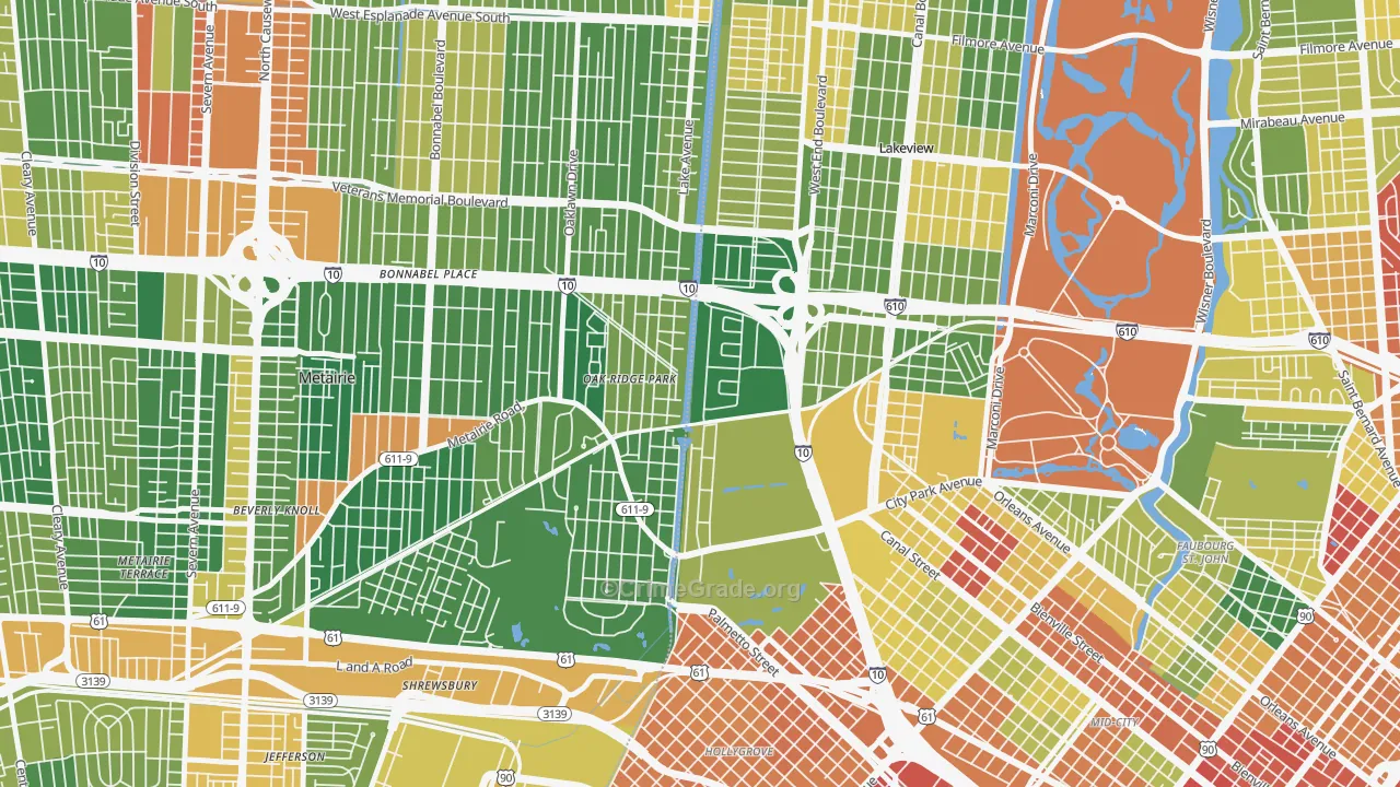 Lakewood, New Orleans, LA Map of Vandalism Rates