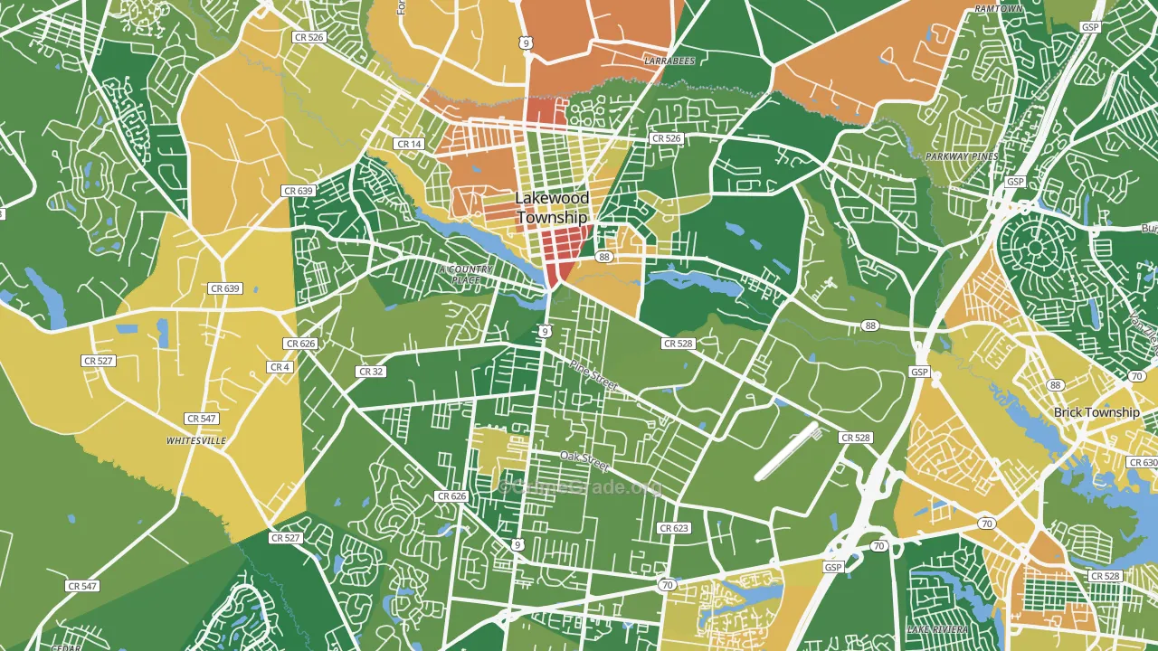 Lakewood, NJ Map of Vandalism Rates