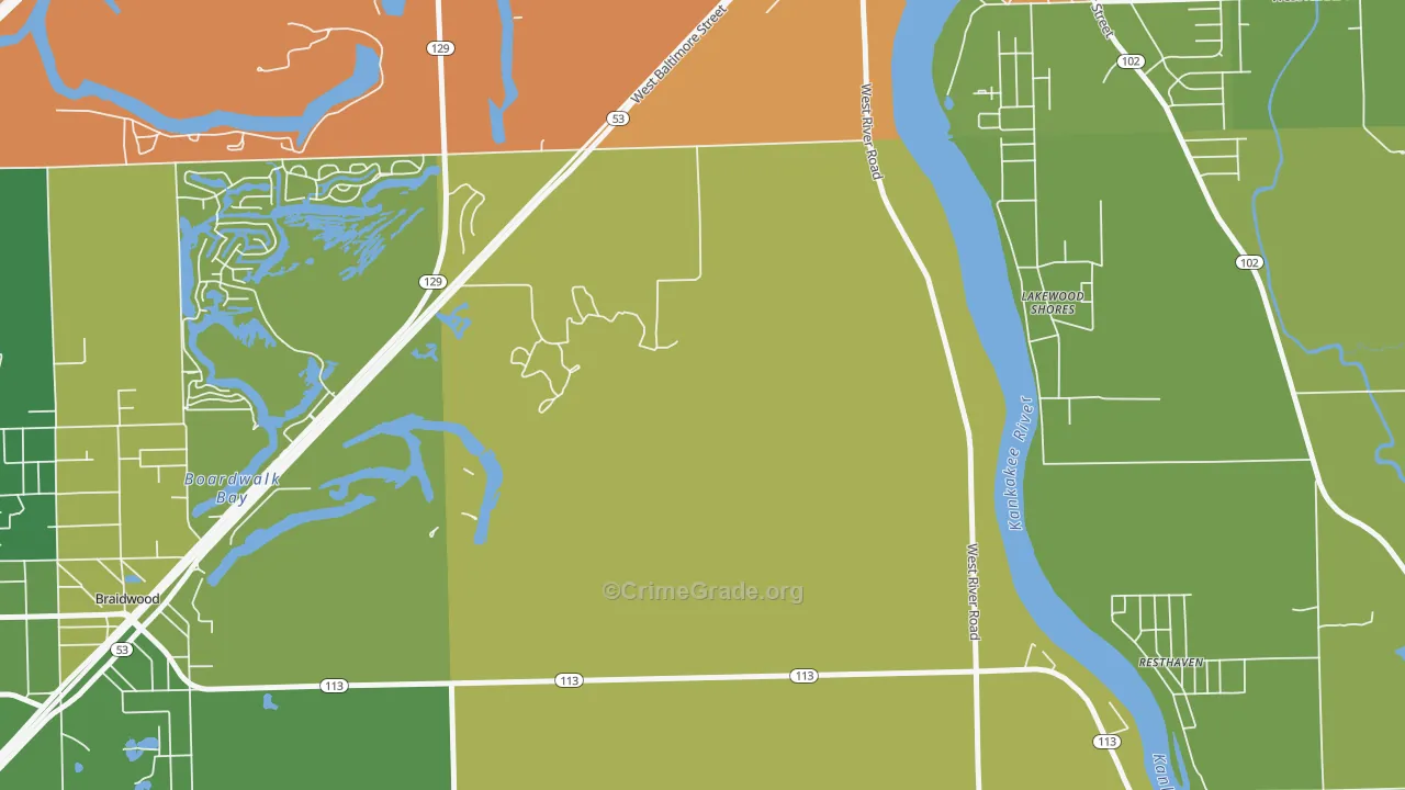 Lakewood Shores, IL Map of Vandalism Rates