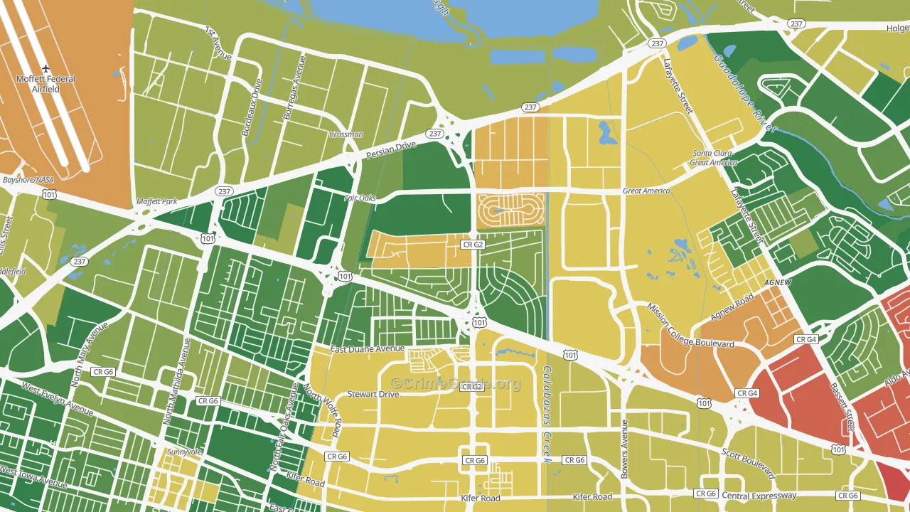 Lakewood, Sunnyvale, CA Map of Vandalism Rates