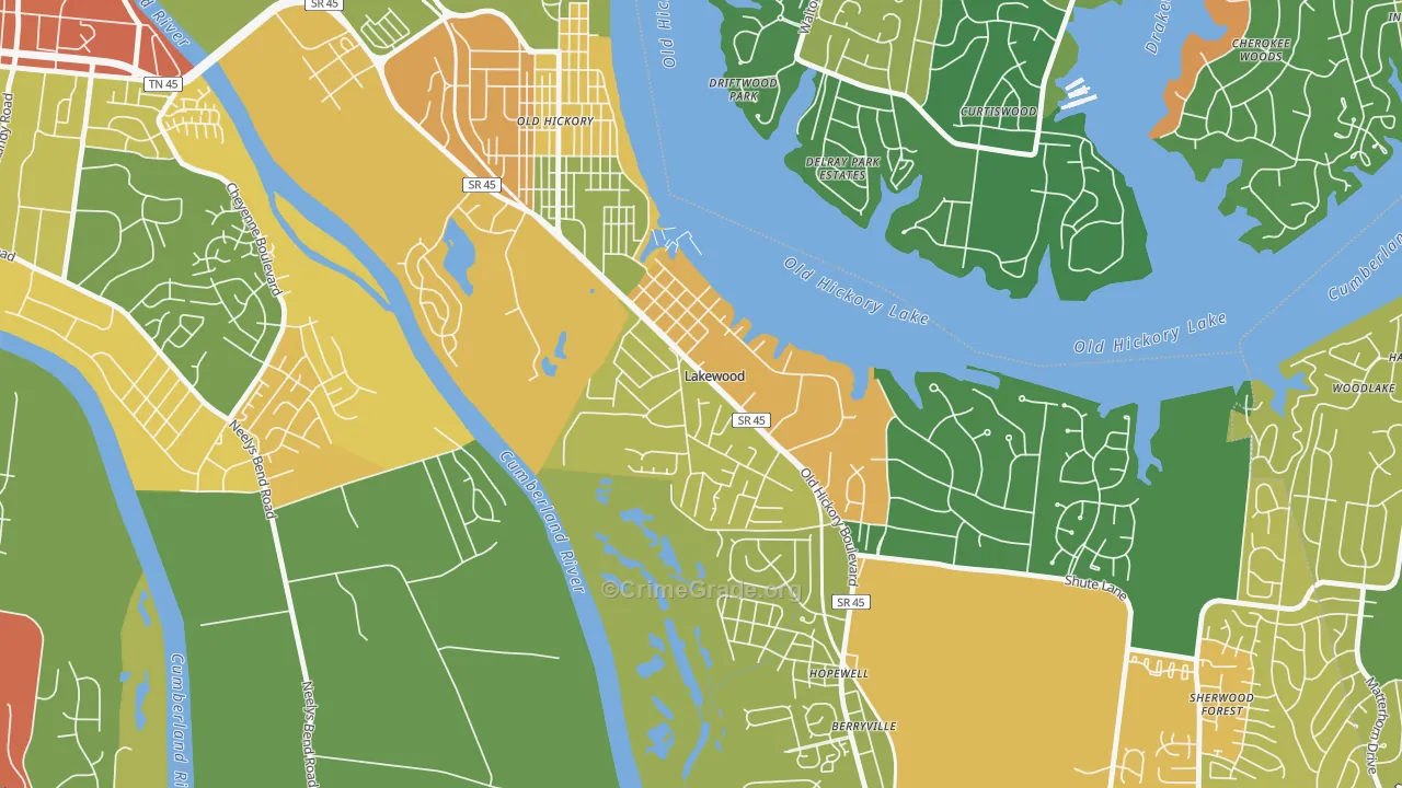 Lakewood, TN Map of Vandalism Rates