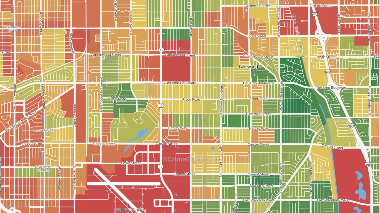 Lakewood Village, Long Beach, CA Map of Vandalism Rates