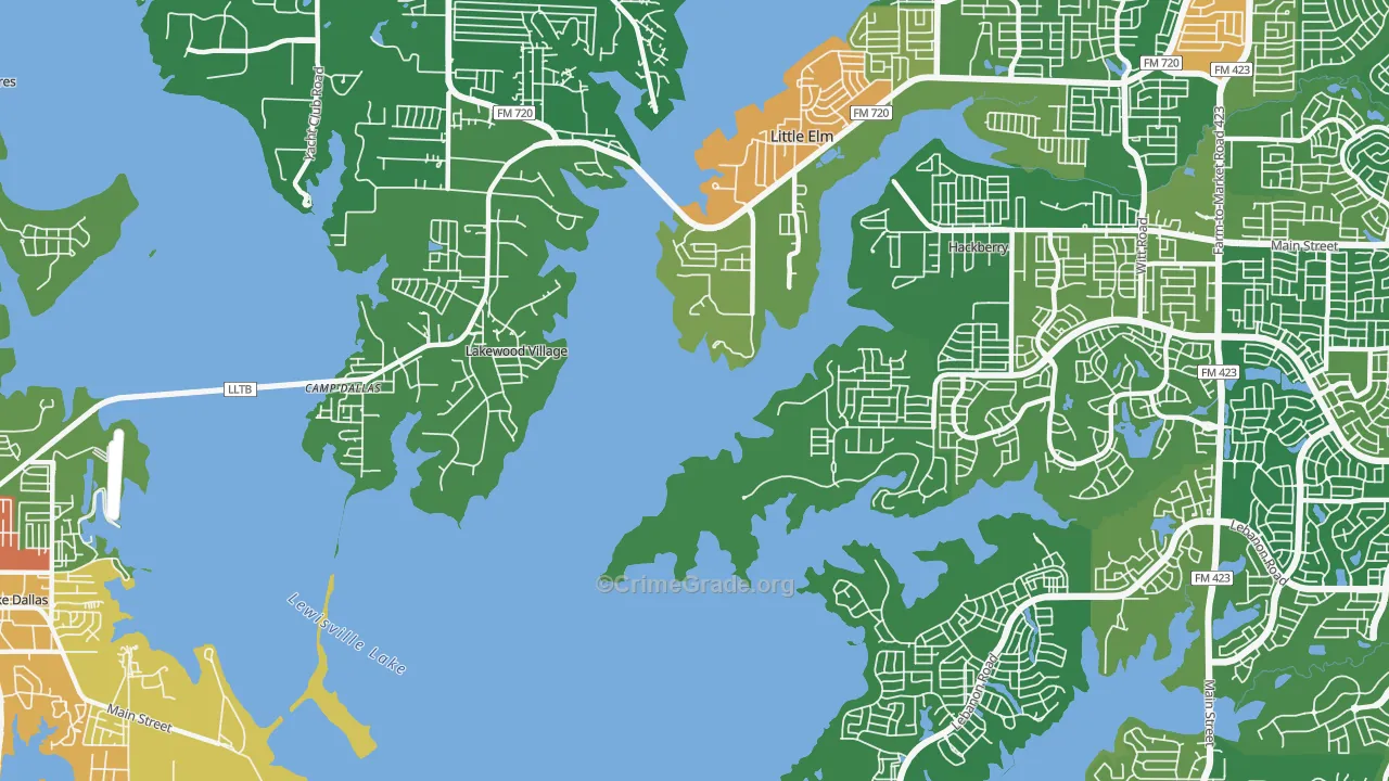 Lakewood Village, TX Map of Vandalism Rates