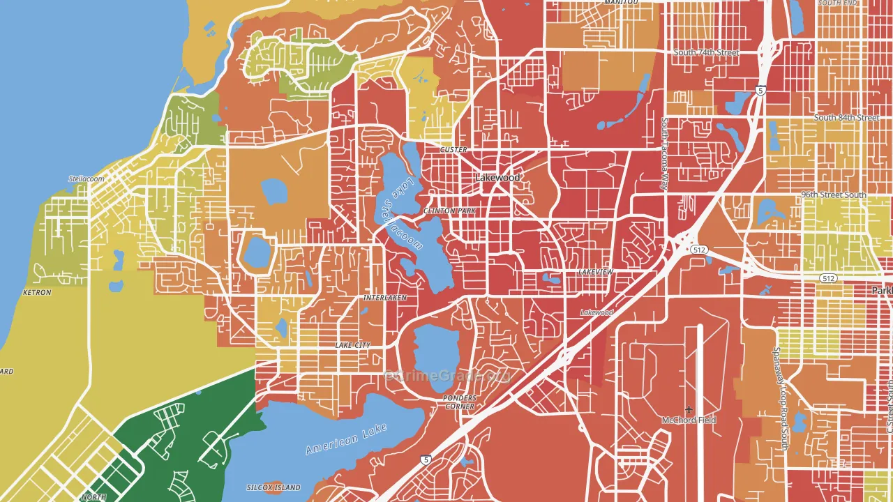 Lakewood, WA Map of Vandalism Rates