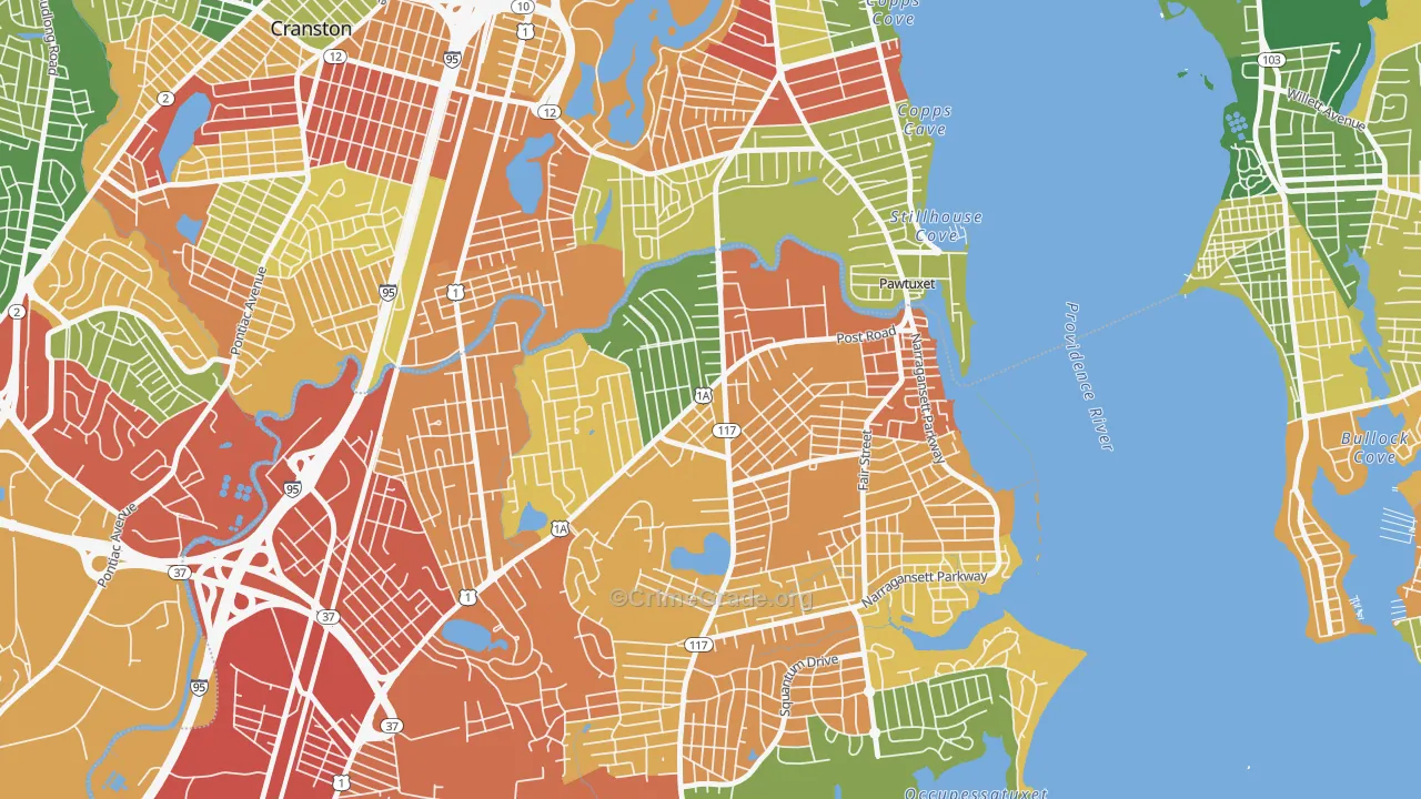 Lakewood, Warwick, RI Map of Vandalism Rates