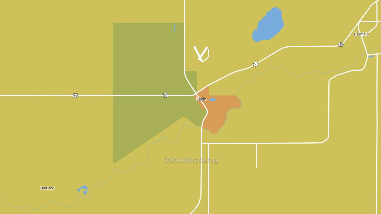 Lakin, KS Map of Vandalism Rates