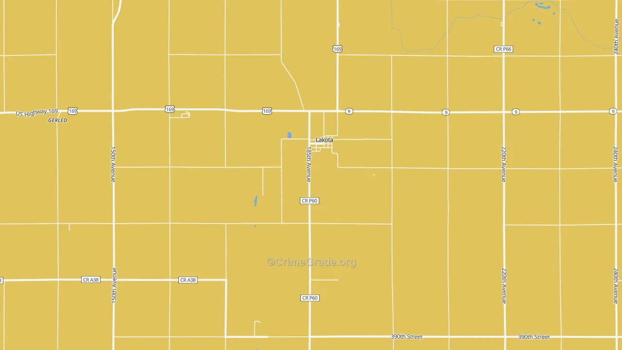 Lakota, IA Map of Vandalism Rates