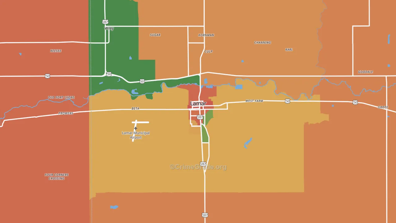 Lamar, CO Map of Vandalism Rates