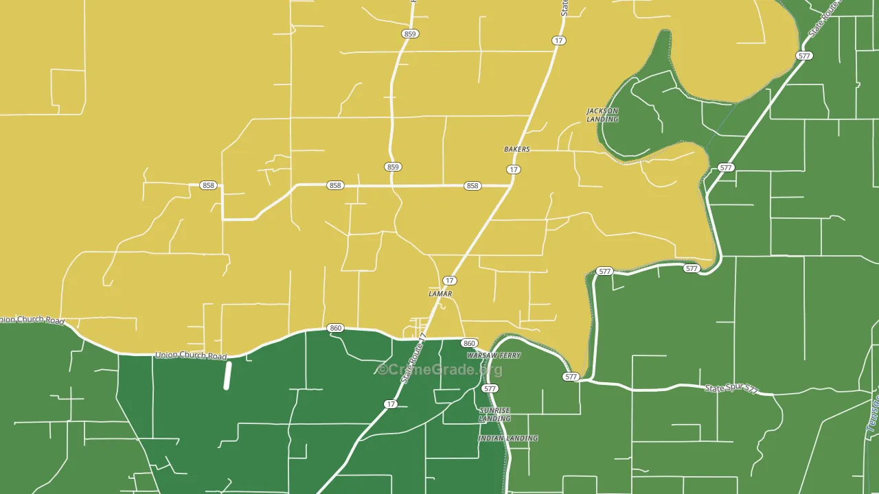 Lamar, LA Map of Vandalism Rates