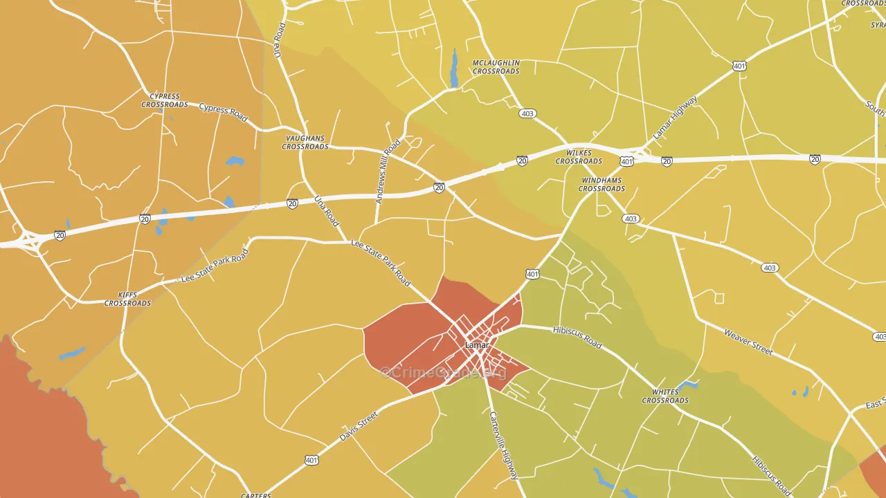 Lamar, SC Map of Vandalism Rates