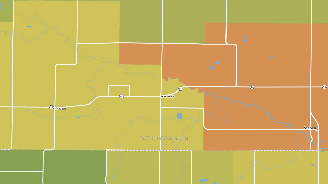 Lamberton, MN Map of Vandalism Rates