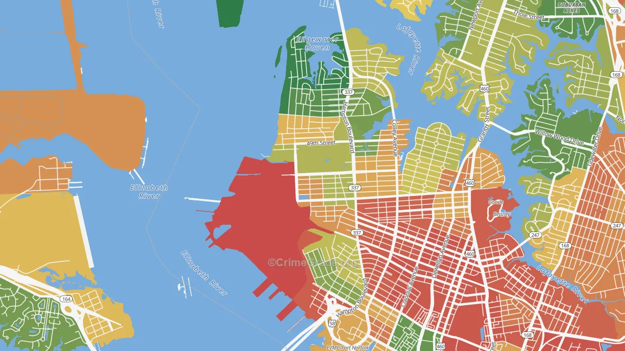 Lamberts Point, Norfolk, VA Map of Vandalism Rates
