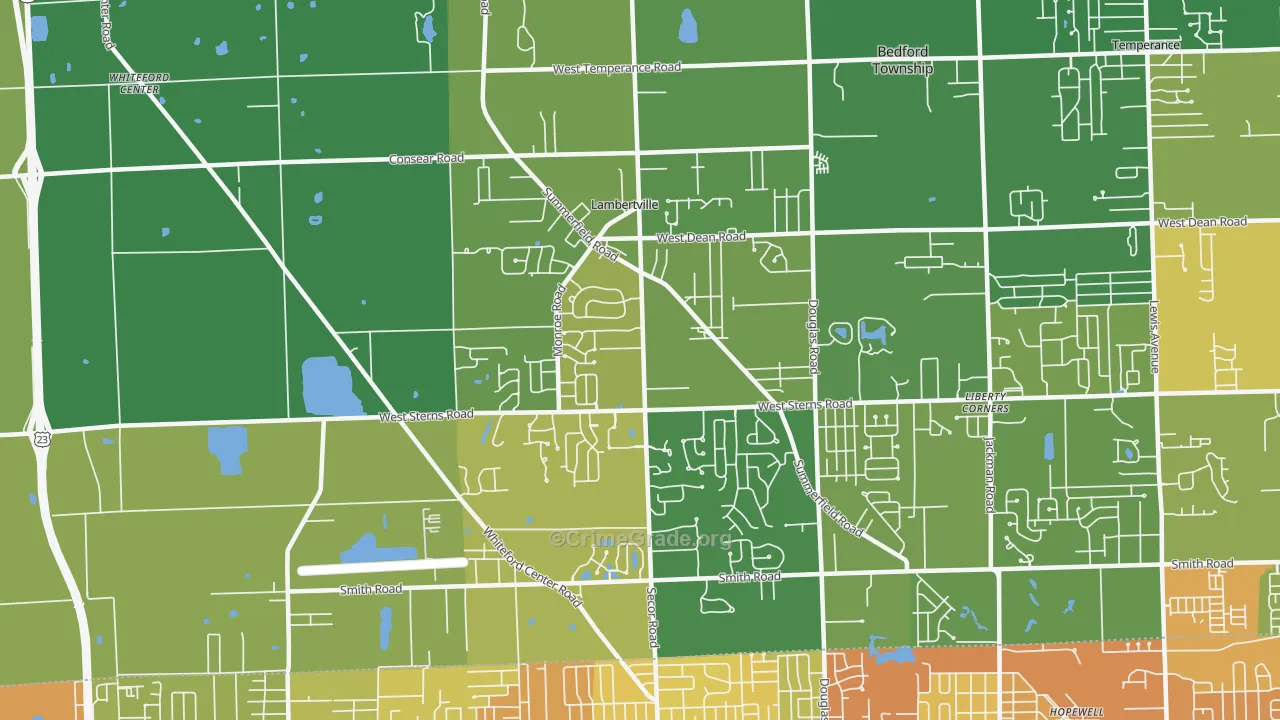 Lambertville, MI Map of Vandalism Rates