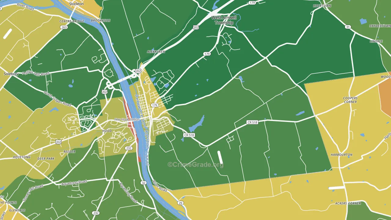 Lambertville, NJ Map of Vandalism Rates