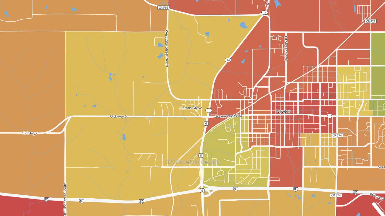 Lambs Grove, IA Map of Vandalism Rates